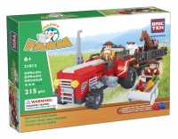 21812 Farm Red Tractor With Trailer