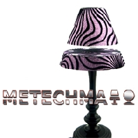 MF1241 Zwevende lamp paars/zwart met houten voet