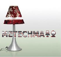 MF1112 Lamp met zwevende lampenkap zwart/rood met bloem motief